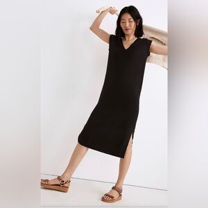 Madewell Horizon V-Neck Muscle Tank Midi Black Summer Dress Small